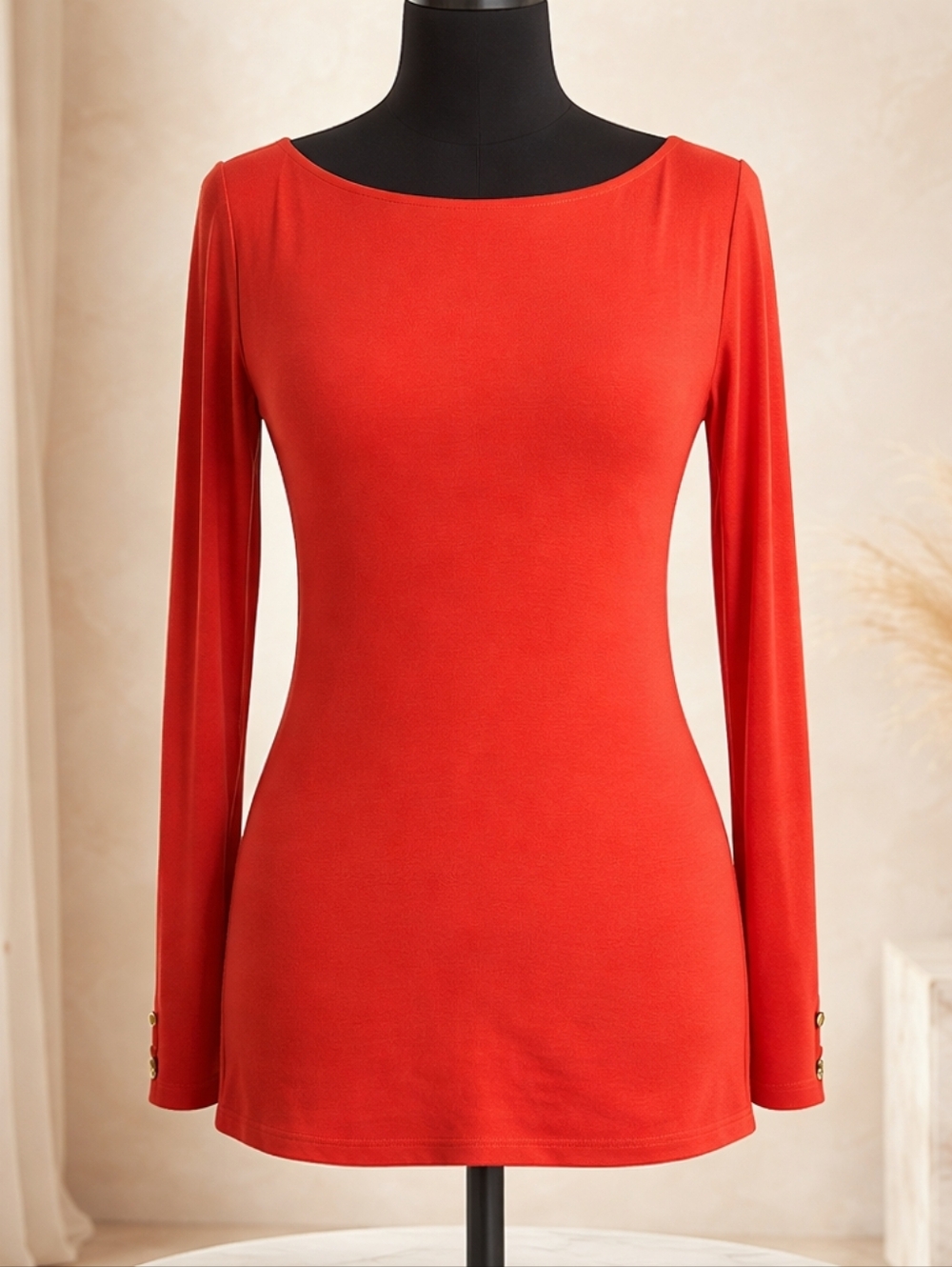 Ann Taylor Vibrant Red Long Sleeve Tee